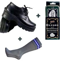 Black School Shoes with Oxford Set and Grey Socks