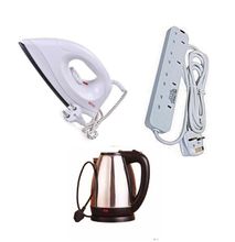 Dry iron box + 4 Way Extension + Electric kettle