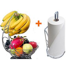 Generic Tabletop Fruit Rack Fruit Basket With Banana Holder + Serviette Roll Holder.