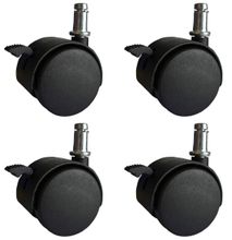 Pack of 4 Twin Wheel Friction Stem Casters With Brake - Caster Wheels