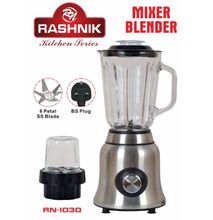 Rashnik RN-1030 Stainless Steel Blender With Glass Jug & Mixer