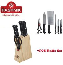 RASHNIK 7PCS Knife Set 1pc scissors +5pcs knives+ 1pc wooden stand