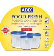 Adix 3pcs Food Fresh Round Containers