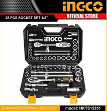 Ingco 25pcs Socket Set 1/2 Drive Impact Ratchet Set Universal Socket Nut Driver Set Deep Socket Set Wrench