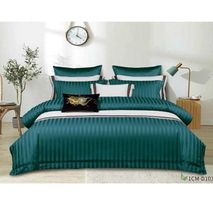 Luxury Cotton Stripped Duvet cover sets Green - 7 x 8