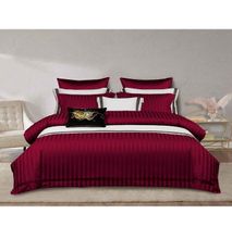 Luxury Cotton Stripped Duvet cover sets Maroon - 6 x 7
