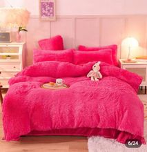 6pc Velvet plush Fluffy Duvet set Pink - 6 x 7