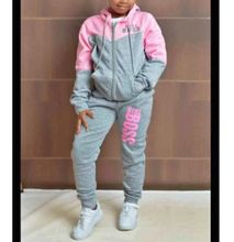 Unisex Hooded Coat And Pants Woolen Tracksuits- Pink