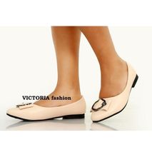 VICTORIA Ladies Flat Official Shoes - Baige