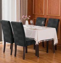 Dining Chair Covers- Checked design Grey (1 piece for 1 chair)
