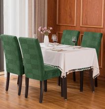 Dining Chair Covers- Checked design Light Green (1 piece for 1 chair)