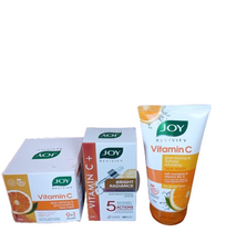 JOY REVIVIFY Vitamin C Face SERUM + Face MASK + Face Wash. Brightens, Fade Spots & Pigmentation, Exfoliates