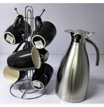 7 pieces Dinner set - 6 coffee mugs + 1.2 litres Flask