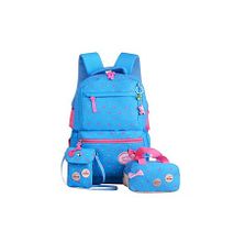 School Bags Star Printing travel Backpack kids Orthopedic Backpack 3pcs/Set Rucksack-Blue