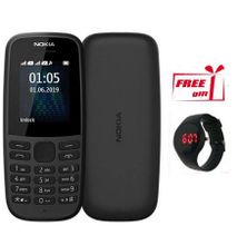 Nokia 105, Dual Sim, 4MB Rom _ Free Gift, Watch _ Black