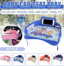 Kids Baby Car Seat Tray- Travel Play Tray Table Buggy Pushchair Snack TV Lap-tray - Blue