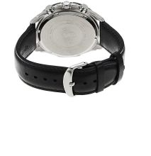 Casio Black Leather Strap Watch With White Dial EFR 539L 1AV