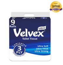 Velvex Ultra Toilet Tissue 3 Ply 9s Unwrapped
