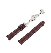 Fashion Leather Watch Band Butterfly Clasp Strap - TAN