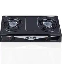 AILYONS GS013-2 Stainless Steel Table Top Double Burner Gas Cooker