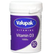 Valupak 60 Tablets Vitamin D3 Maintain Normal Bones And Teeth. Supports Normal Immune System Function