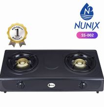 Nunix Black Stainless Steel 2 Burner Gas Stove +Two Free LED Bulbs