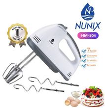 Nunix 7 Speed Turbo Hand Mixer With Steel Dough Hooks And Beater