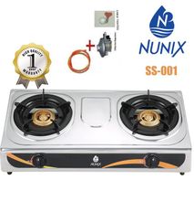 Nunix 2 Burner Gas Cooker + Free Gas Regulator + Cable Tightener