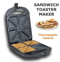 4 slice Sandwich Maker, Toaster with Non-stick plates, LED Indicator Lights, Cool Touch Handle
