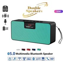 Light Blue Robot Portable Bluetooth With Double Speakers- Wireless