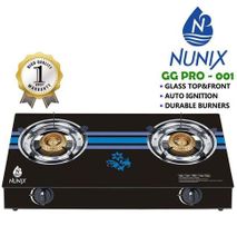 Nunix Tampered Glass Table Top Double Burner Gas Stove / Cooker GG01