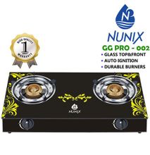 Nunix Tampered Glass Table Top Double Burner Gas Stove / Cooker GG02