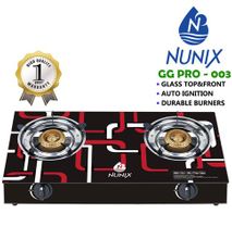 Nunix Tampered Glass Table Top Double Burner Gas Stove / Cooker GG03