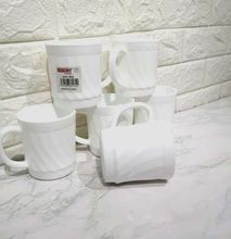 Plain White Shell Shaped Tea Coffee Mug Cup White 6 pcs