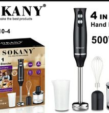 Sokany 4 In 1 Hand Blender,2 Speed With Stainless Steel Blades