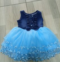Stylish Tutu Bubble Dress With A Denim Top For Girls- Bl