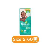 Pampers Baby Dry Diapers with Extra Absorb Channels (11-25kgs) - Size 5 (60 Count).