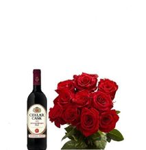 Valentines Gift Hamper For Her- Fresh Red Roses Bouquet, Cellar Cask 750ml