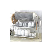 3Tier Stainless Steel Dish Drainer Drying Rack silver