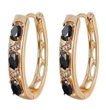 CarJay Jewels Gold Coated Black Stylish Earrings Loops