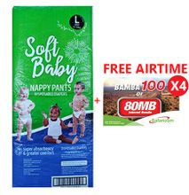 Soft Baby Premium Disposable Pull Up Pants 144 Pieces- Large with FREE AIRTIME