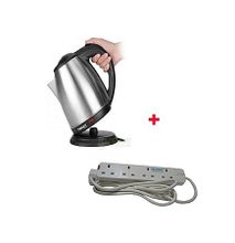Scarlett Cordless Elect Kettle With Free 4-Way Ext Cable- 2L- Silver.