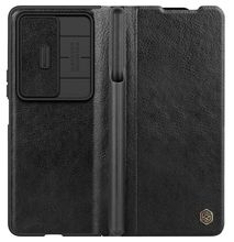 Nillkin Qin Flip Leather Case for Samsung Galaxy Z Fold 4, Luxury Business Lens Sliding Cover with Pen Holder for S Pen