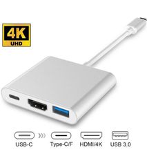 3 in 1 USB Type-C to 4K HD HDMI USB 3.0 USB 3.0 HUB USB-C multi-port Adapter  MacBook, Chromebook, Dell XPS, Thunderbolt 3
