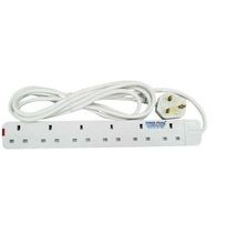 Rk Trust Extension cable Power king 6 way- White