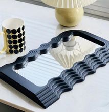 Generic Table Top Wavy Cosmetic Mirror - Black