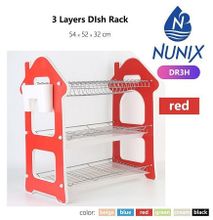 Nunix Three Tier Dish Rack - Red