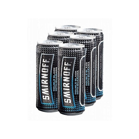 Smirnoff Double Black with Guarana Ice Can - 330ml six pack