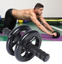 Abs Roller Workout Arm And Waist Fitness Exerciser Wheel FREE KNEE MATT black medium