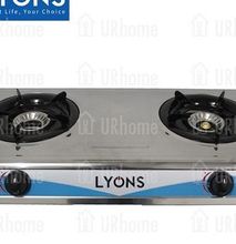 Lyons Glass Top Gas Stove Double Burner GS005 black one size